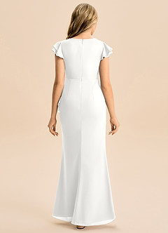 Azazie Julie Junior Vestido de Blanco de Gasa de Corte Sirena con Volante image5