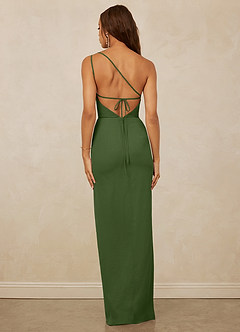 Christian Siriano Bridal for Azazie 1003 Bridesmaid Dresses Olive Sheath One Shoulder Chiffon Dress image2