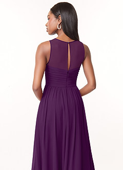 Azazie Nina Brautjungfernkleider A-Linie Plissee Chiffon Kleid Traube image3