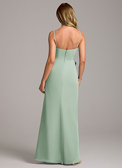 Azazie Tahlia Bridesmaid Dresses Agave A-Line with Belt Chiffon Dress image7