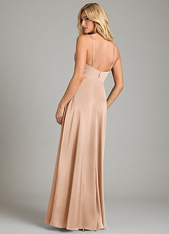 Azazie Sarella Bridesmaid Dresses English Rose A-Line Pleated Stretch Satin Dress image2