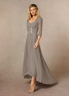 Azazie Anne Mother of the Bride Dresses Taupe Sheath Sweetheart Sequins Lace Dress image6