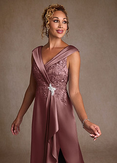 Azazie Santa Monica Mother of the Bride Dresses Vintage Mauve A-Line Lace Dress image5