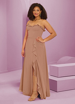 Barbie ♥ Azazie Bridesmaid Dresses Champagne Rose A-Line Sweetheart Neckline Chiffon Dress image11