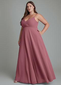 Azazie Amani Brautjungfernkleider A-Linie Plissee Chiffon Kleid Wüstenrose image10