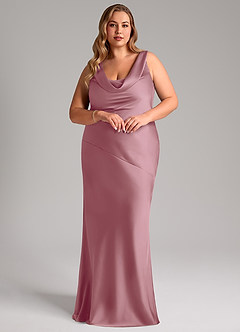 Azazie Rylina Bridesmaid Dresses Vintage Mauve Mermaid Stretch Satin Dress image8