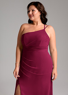 Azazie Eren Jurken voor bruidsmeisjes Jurk van Chiffon met Kolom One-shoulder Bourgondië image14