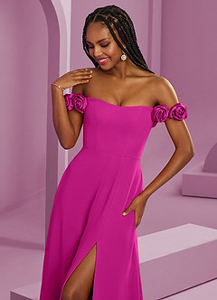 Barbie ♥ Azazie Abiti da Damigella Abito Convertibile A-Line in Chiffon a Spalla Scoperta Fucsia image10