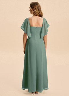 Azazie Selena Junior Eucalyptus A-Line Ruched Chiffon Dress image2