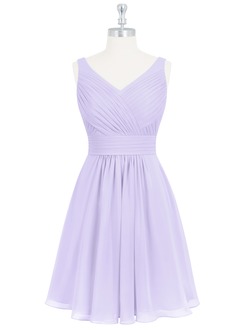 Azazie Grace Robes de demoiselle d'honneur Robe Trapèze en Mousseline de soie Plissée Lilas image7