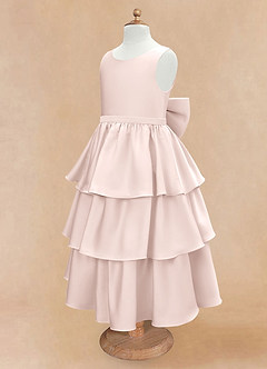 Azazie Margie vestidos de niña de las flores Vestido de Rosa Rubor de Satén Elástico de Corte en A con Lazo image6