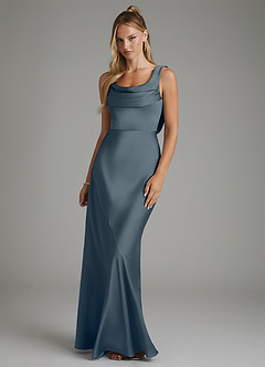 Azazie Elena Bridesmaid Dresses Twilight Mermaid Pleated Stretch Satin Dress image1