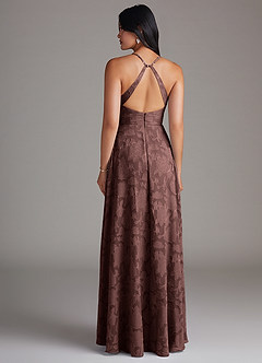 Azazie Davis Robes de demoiselle d'honneur Robe Trapèze en Blumen-Burnout Plissée Expresso image2