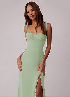 Barbie ♥ Azazie Bridesmaid Dresses Dusty Sage Sheath Corset Chiffon Dress image4