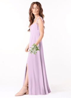Azazie Rosey Junior Frosted Lilac A-Line Sweetheart Neckline Chiffon Dress image3