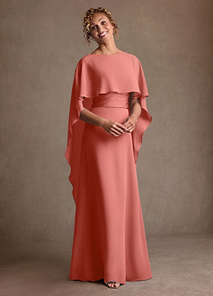 Azazie Marilla Mère de la mariée Robes Robe Trapèze en Mousseline de soie Plissée Rose Saumon image6