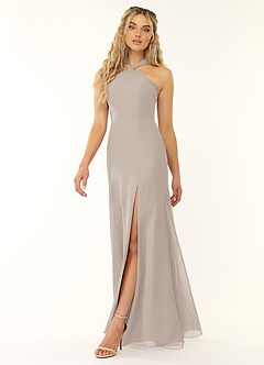 Azazie Rue Bridesmaid Dresses A-Line Halter Chiffon Floor-Length Dress image2