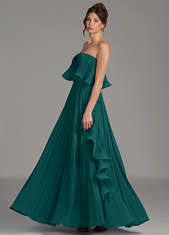 Azazie Alexia Bridesmaid Dresses Peacock A-Line Ruched Chiffon Dress image5