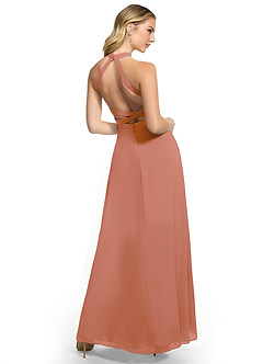 Azazie Clarice Bridesmaid Dresses MAI TAI A-Line Halter Chiffon Dress image4