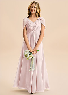 Azazie Emma Junior Linia A Pofałdowany Szyfon Długość podłogi Młodsza druhna Sukienka image3