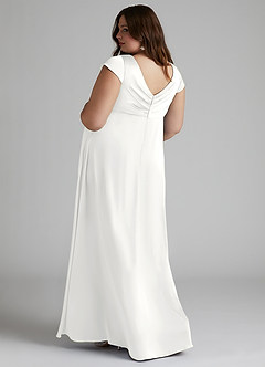 Azazie Allessia Maternity Bridesmaid Dresses A-Line Pleated Stretch Satin Floor-Length Dress image9