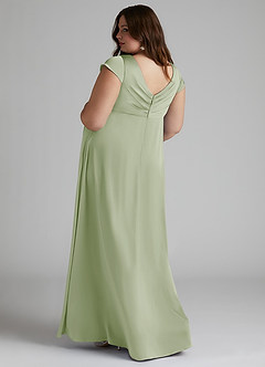 Azazie Allessia Robes de demoiselle d'honneur de maternité Robe Trapèze Plissée Longueur ras du sol Satin extensible image9