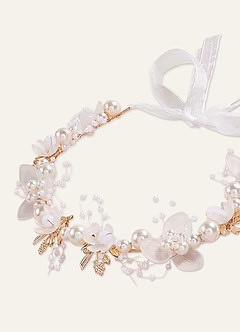 front Princess Style Floral Pearl Head Crown