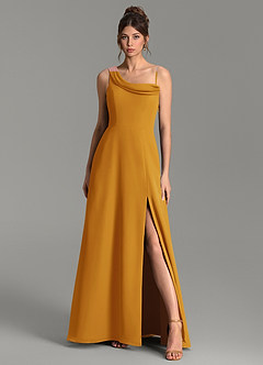 Azazie Thea Bridesmaid Dresses Butterscotch A-Line One Shoulder Chiffon Dress image6