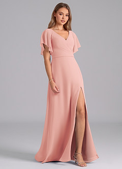 Azazie Ambrosia Bridesmaid Dresses Rosette A-Line Pleated Chiffon Dress image5