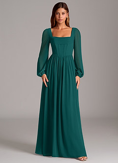 Azazie Maree Bridesmaid Dresses Peacock A-Line Corset Chiffon Dress image5
