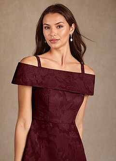 Azazie Medford vestidos de madre de la novia Vestido de Cabernet de Devorado Floral de Corte En A con Vestidos sin tirantes image7