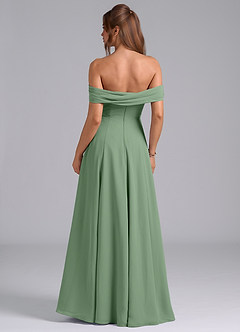 Azazie Almina Jurken voor bruidsmeisjes Converteerbaar Jurk van Chiffon met A-Lijn Off the Shoulder Matcha image2