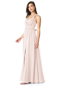 Azazie Olani Bridesmaid Dresses Rose Petal A-Line Off the Shoulder Chiffon Convertible Dress image4