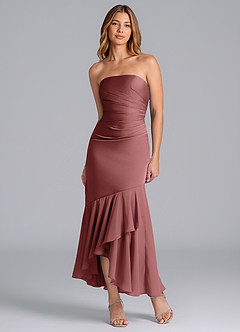 Azazie Danie Bridesmaid Dresses Amethyst Sheath Strapless Chiffon Dress image5