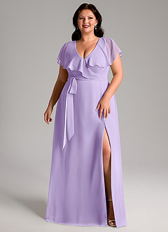 Azazie Lainey Bridesmaid Dresses Lilac A-Line with Pockets Chiffon Dress image3
