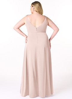 Azazie Dalilah Bridesmaid Dresses Blushing Pink A-Line V-Neck Pleated Stretch Satin Dress image7
