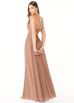 Azazie Aaida Bridesmaid Dresses Champagne Rose A-Line Corset Chiffon Dress image5
