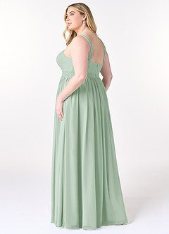 Azazie Elvira Bridesmaid Dresses Agave A-Line Pleated Chiffon Dress image10