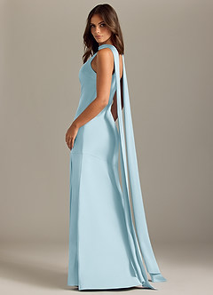 Azazie Kinsley Bridesmaid Dresses Sky Blue Mermaid Side Slit Stretch Satin Dress image6