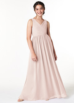 Azazie Sawyer Junior Rose Petal A-Line Pleated Chiffon Dress image3