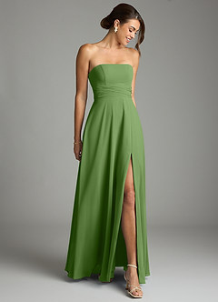 Azazie Tamira Bridesmaid Dresses Basil A-Line Pleated Chiffon Convertible Dress image2
