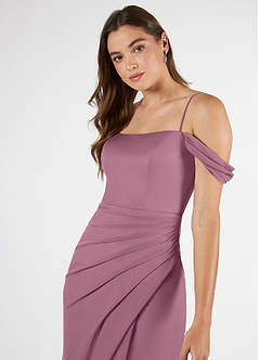 Azazie Kit Bridesmaid Dresses Vintage Mauve Mermaid Off the Shoulder Mesh Dress image6