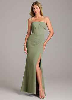 Azazie Chantel Bridesmaid Dresses Pistachio Sheath Strapless Chiffon Convertible Dress image5
