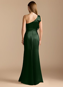 Azazie Rinna Bridesmaid Dresses Eucalyptus Mermaid Ruched Metallic Satin Dress image7