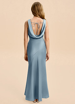 Azazie Rylina Junior Dusty Blue Mermaid Stretch Satin Dress image2