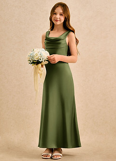 Azazie Raspberry Girls Formal Flower Girl Klänningar Klä A-Line i Stretch Satin Plisserad image1