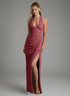 Azazie Tina Bridesmaid Dresses Merlot Mermaid Corset Chiffon Dress image4