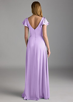 Azazie Omari Bridesmaid Dresses Lilac A-Line Stretch Satin Dress image2