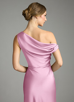 Azazie Emerson Bridesmaid Dresses Candy Pink Mermaid Off the Shoulder Stretch Satin Dress image7