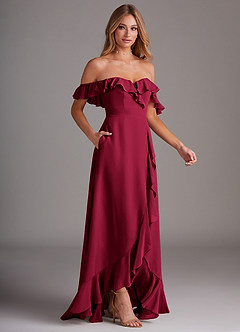 Azazie Lyra Bridesmaid Dresses Burgundy A-Line Chiffon Convertible Dress image13